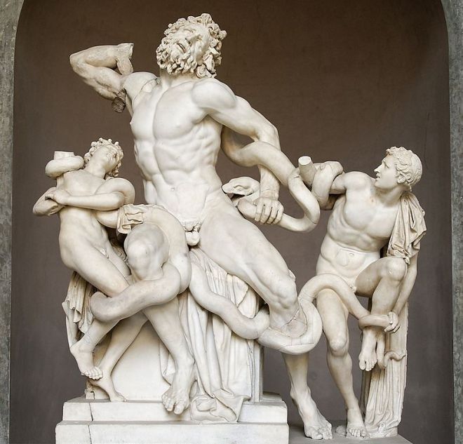 Laocoonte y sus hijos, escultura griega, Museo del Vaticano