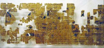 El papiro de Turín, 3,050 A.C. papiro. Museo egipcio de Turín en Turín, Italia.
