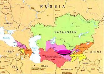 Mapa de Asia en la zona sur de Rusia