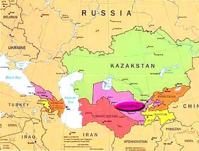 Mapa de Asia en la zona sur de Rusia