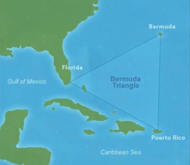 En la imagen, el área que se ha considerado para describir el famoso triángulo de las Bermudas