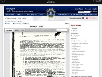 Bóveda del FBI de los archivos liberados sobre UFOs