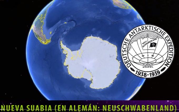 Nótese la orientación del mapa de la expedición con la de Google Earth