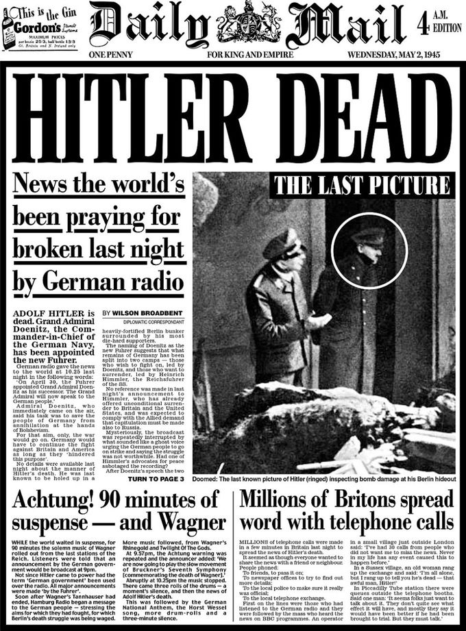 Para el mundo todo había acabado Hitler estaba muerto. Aunque Stalin hasta su muerte siempre dudó de este hecho, al igual que otros.