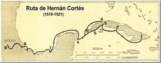 Ruta de Hernán Cortés
(1519-1521)