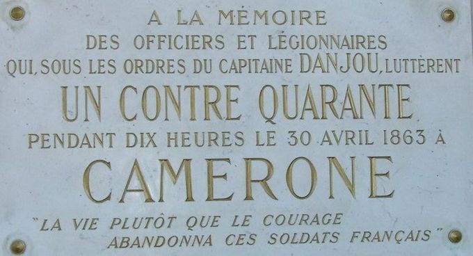 Placa Conmemorativa de la Batalla de Camarón Al Capitan Danjou