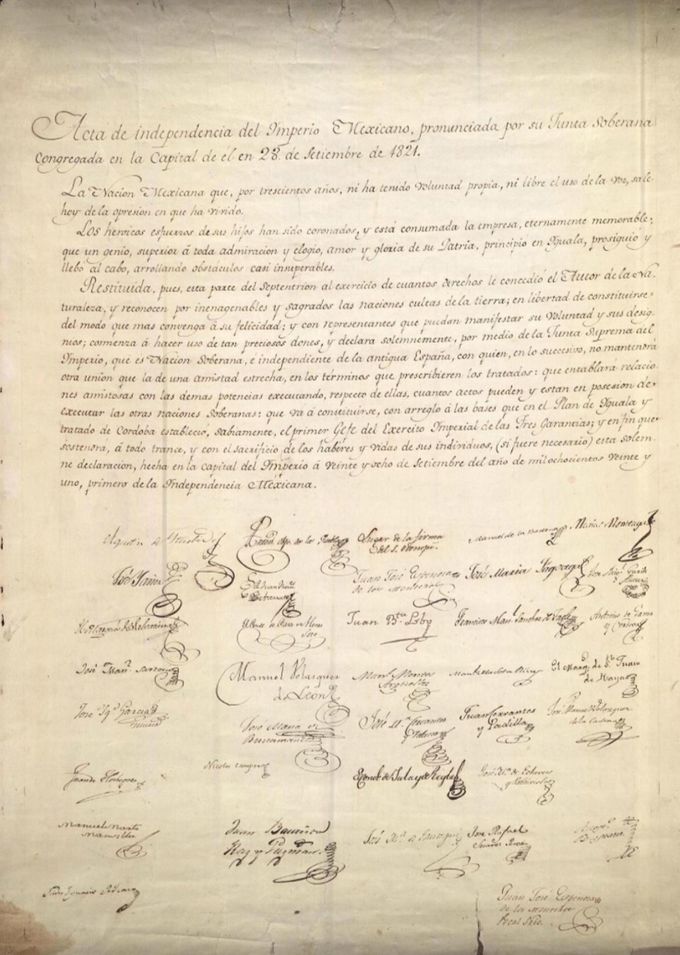 Acta de Independencia de México Original recuperada, se encuentra en el Archivo General de la Nación