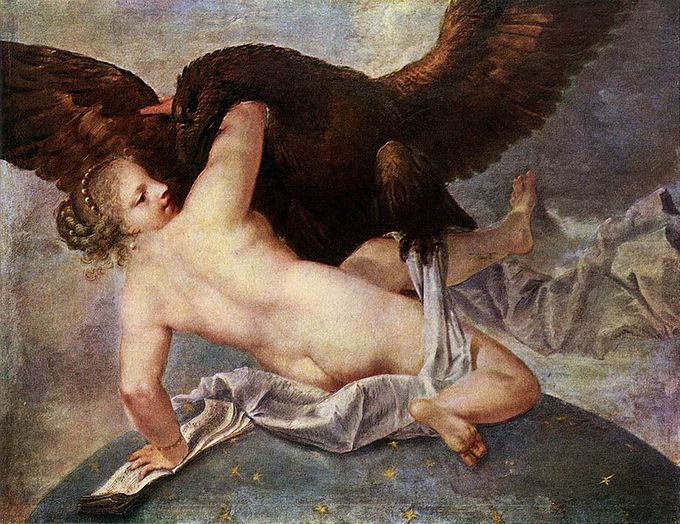 Asteria perseguida por Zeus en forma de águila Asteria 