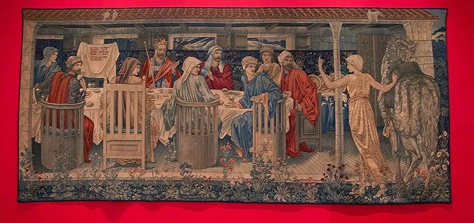 Tapiz del siglo XIX, con el rey Arturo y sus caballeros de la mesa redonda