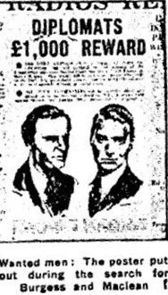 Aviso buscado del archivo del FBI para Burgess y Maclean después de su desaparición (FBI / )