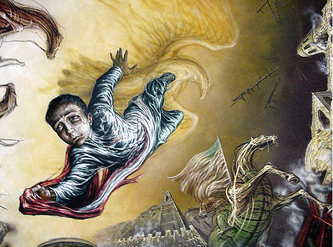 Mural representando el  mito de 'Los Niños Héroes' de Gabriel Flores, en el Castillo de Chapultepec.