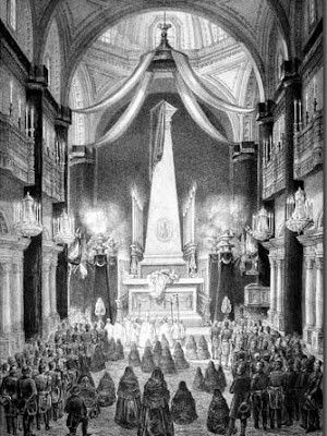 Pompas Fúnebres de los restos de Agustín de Iturbide en el Templo de San Francisco 